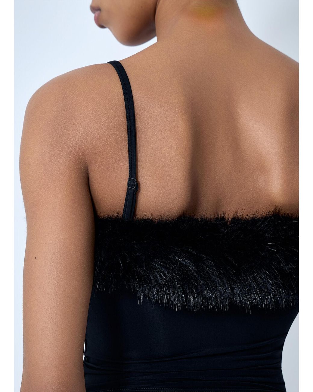 Balenciaga Blue Faux Fur Strap Top