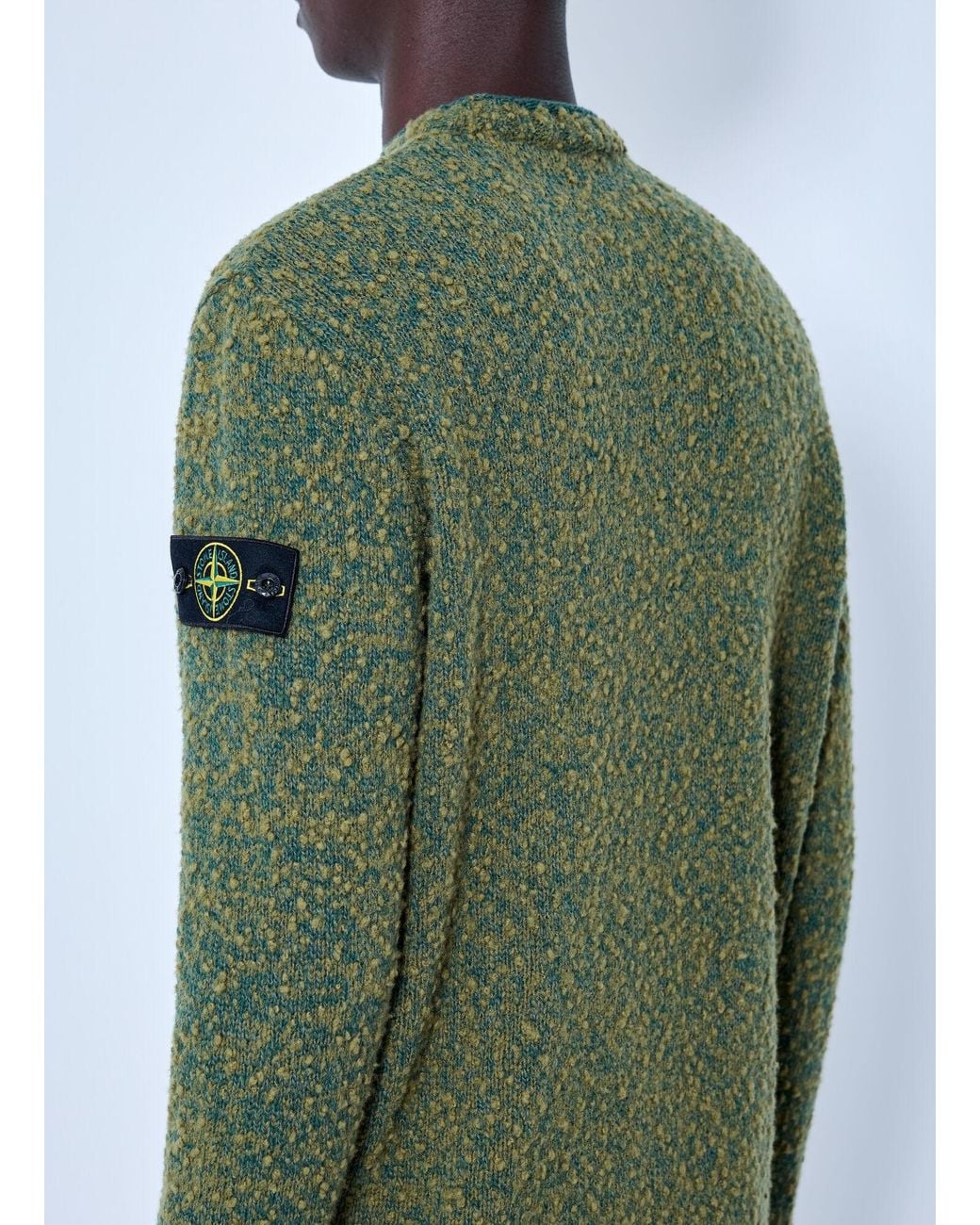 Stone Island Green Crewneck Textured Knit Sweater for men