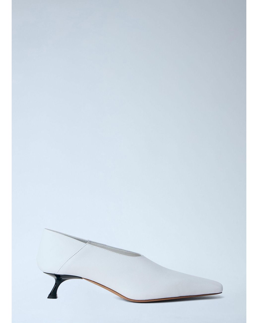Sportmax White Leather Kitten Heel Pumps