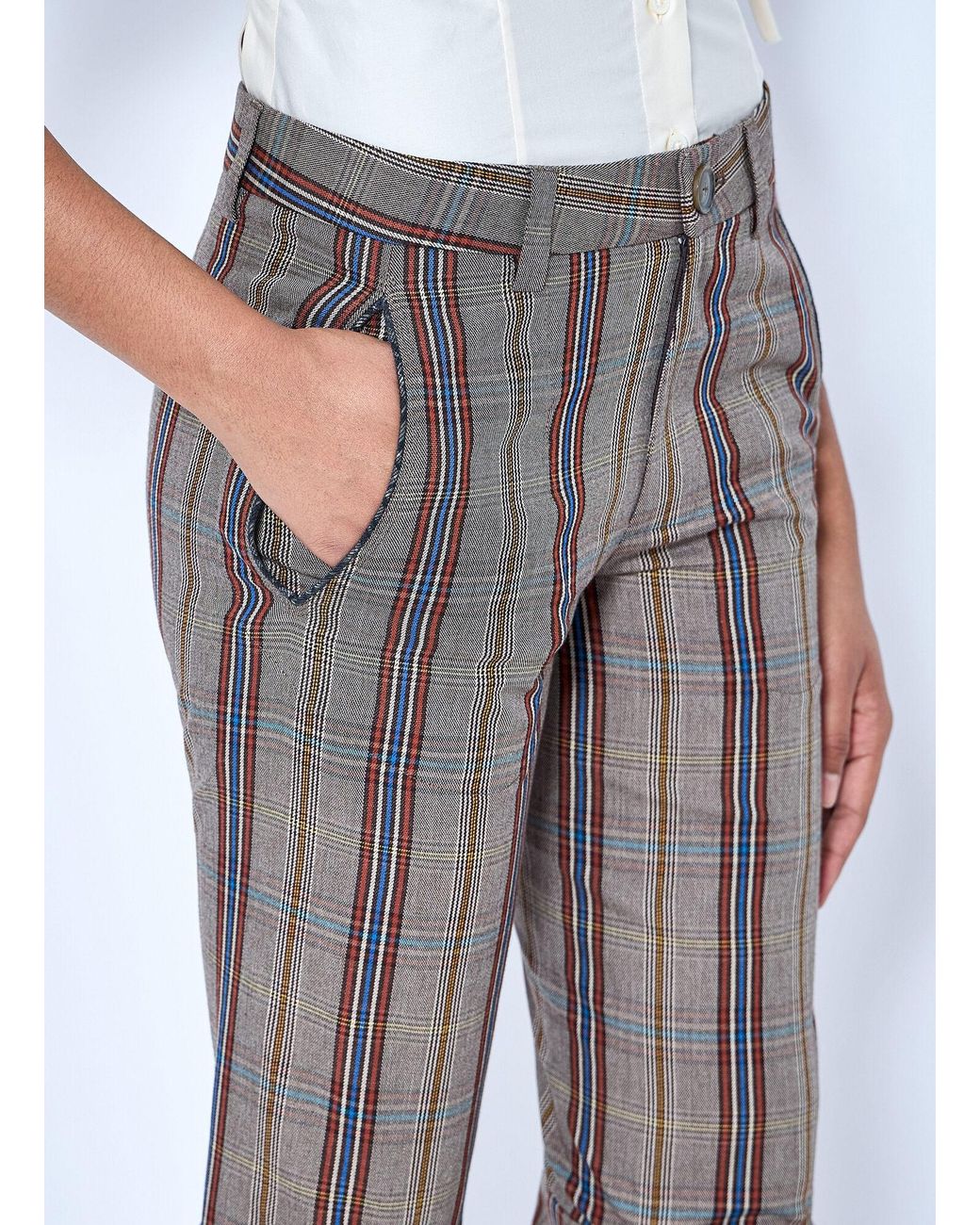 Vivienne Westwood Gray Flared Plaid Cropped Trousers