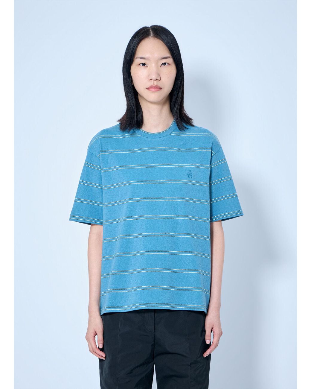 Jil Sander Blue Striped Crewneck T-Shirt