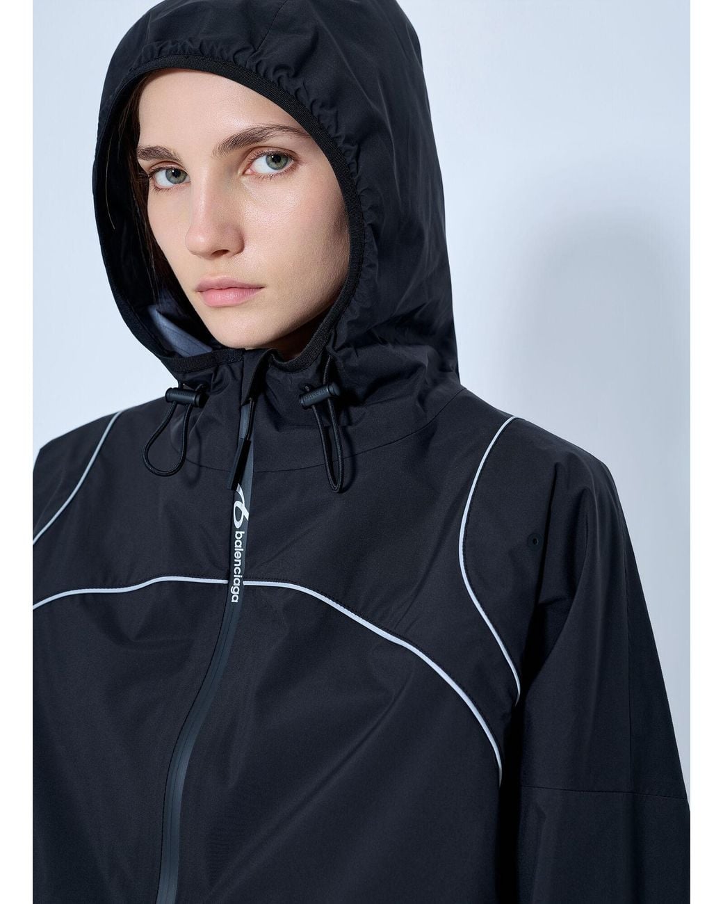 Balenciaga Blue Cropped Hooded Jacket