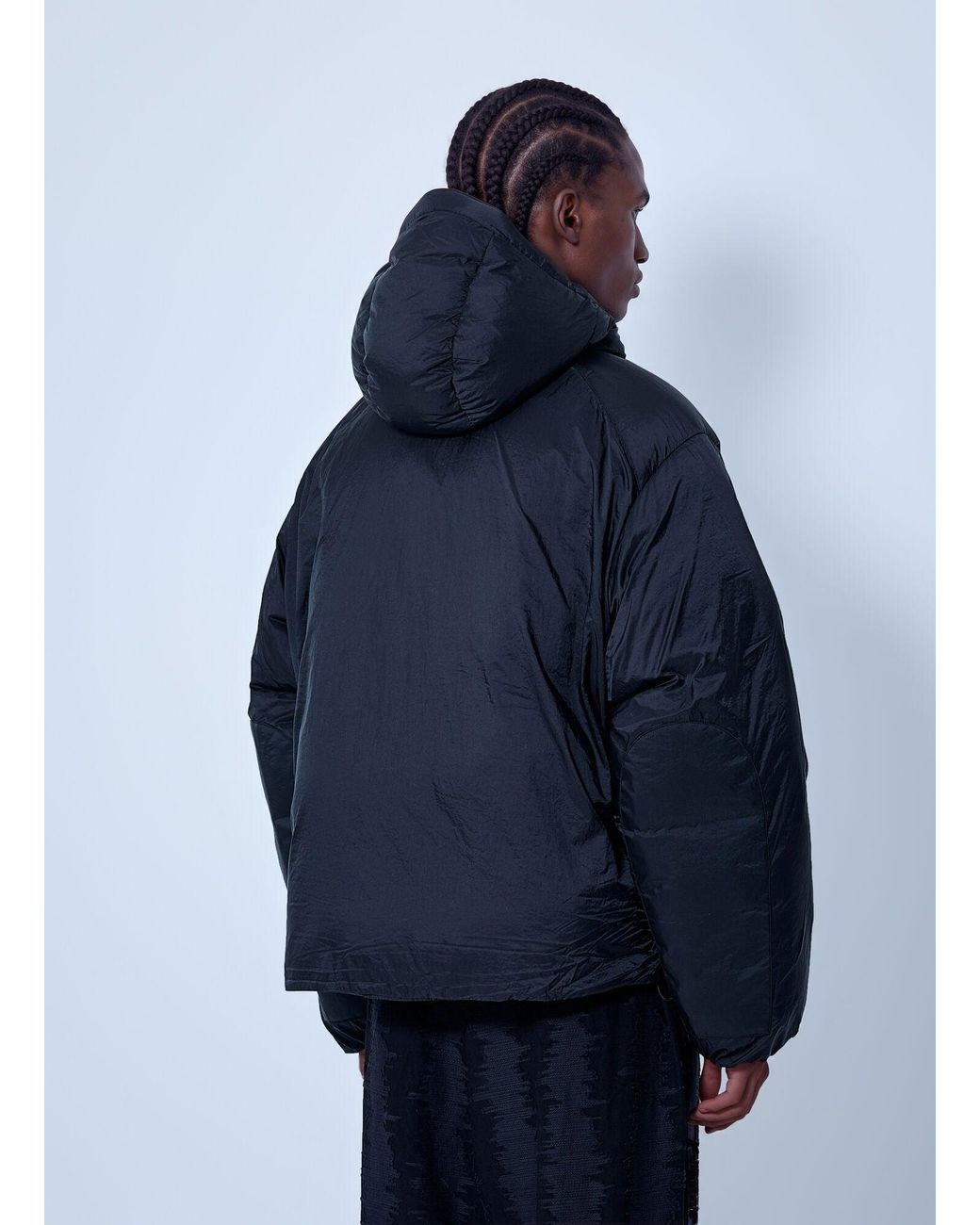 Y-3 Blue Hooded Puffer Jacket for men