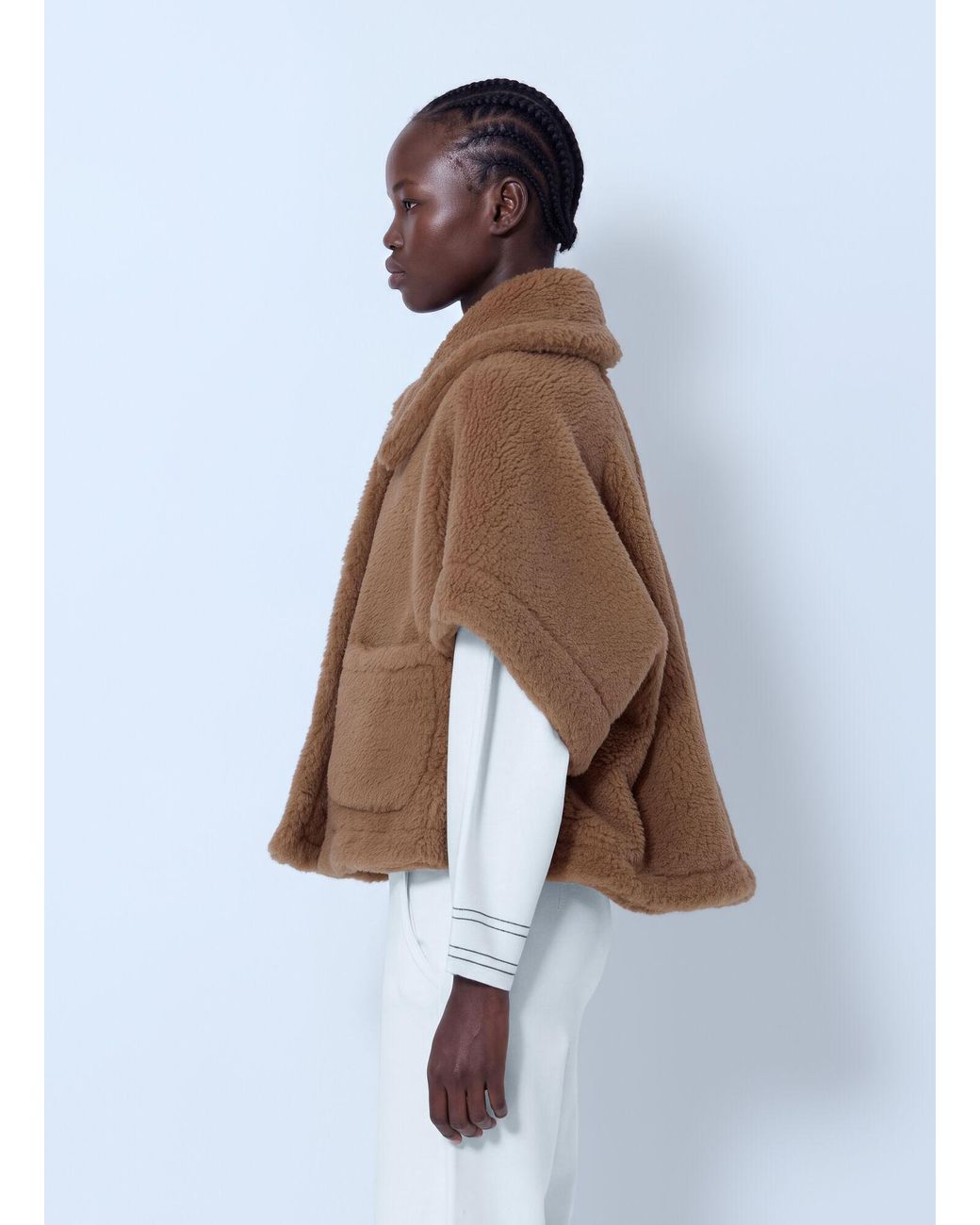 Max Mara Natural Short Shearling Coat