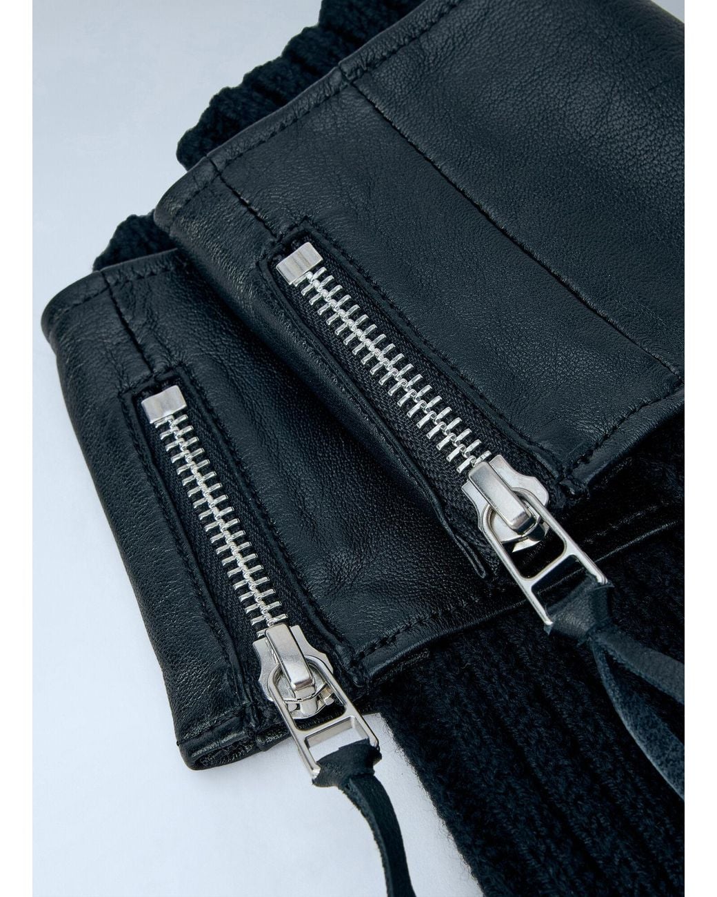 Yohji Yamamoto Blue Long Ribbed Leather Gloves