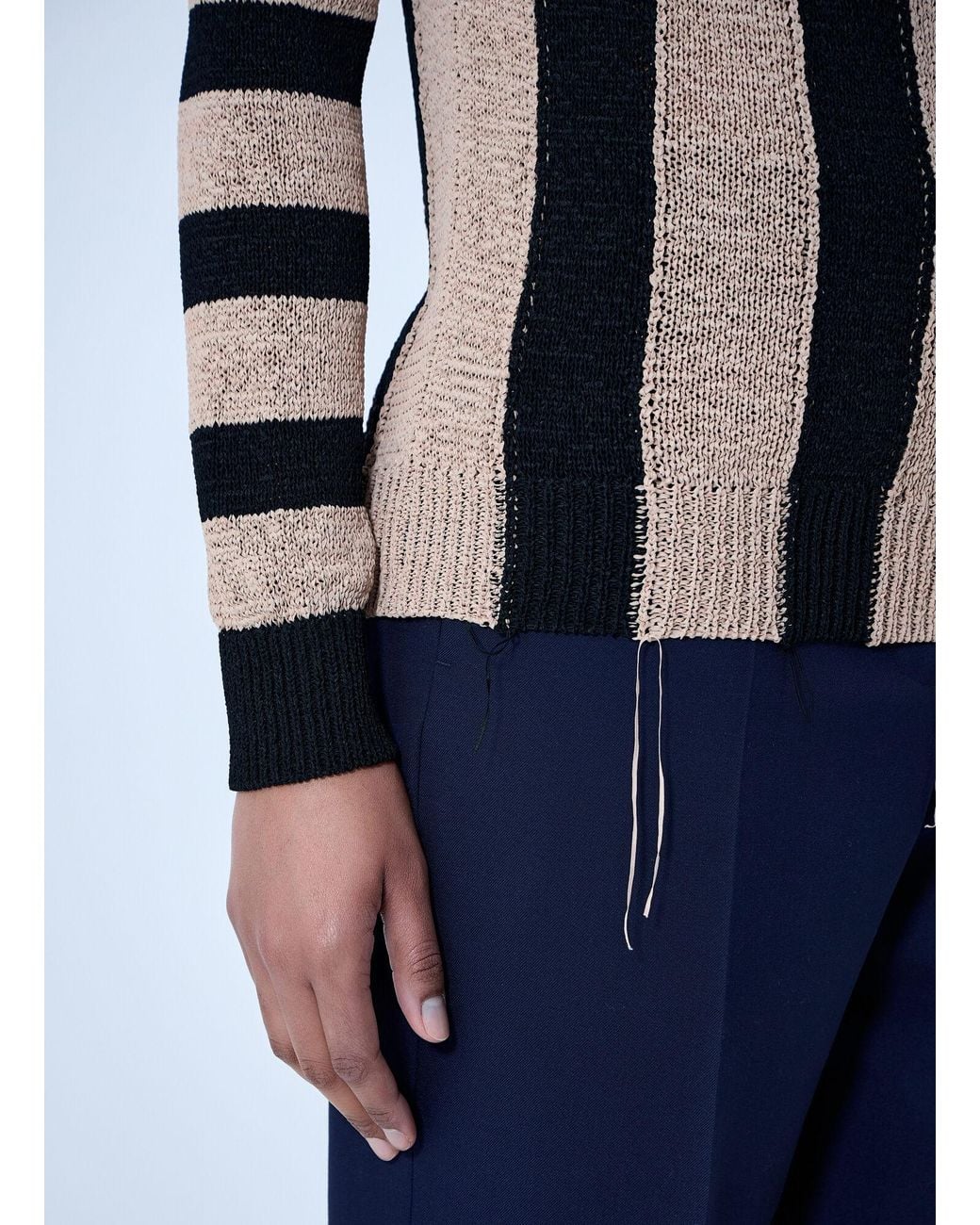Dries Van Noten Blue Striped Knit Sweater