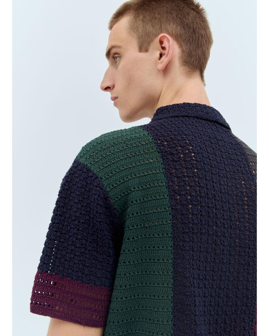 Thisisneverthat Blue Block Crochet Shirt for men