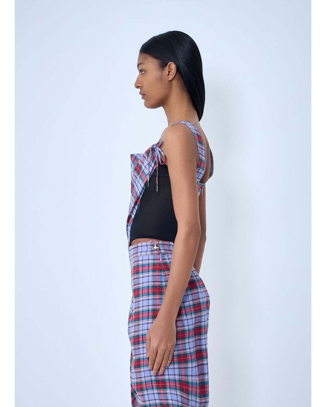 Vivienne Westwood Blue Plaid Patterned Corset Top