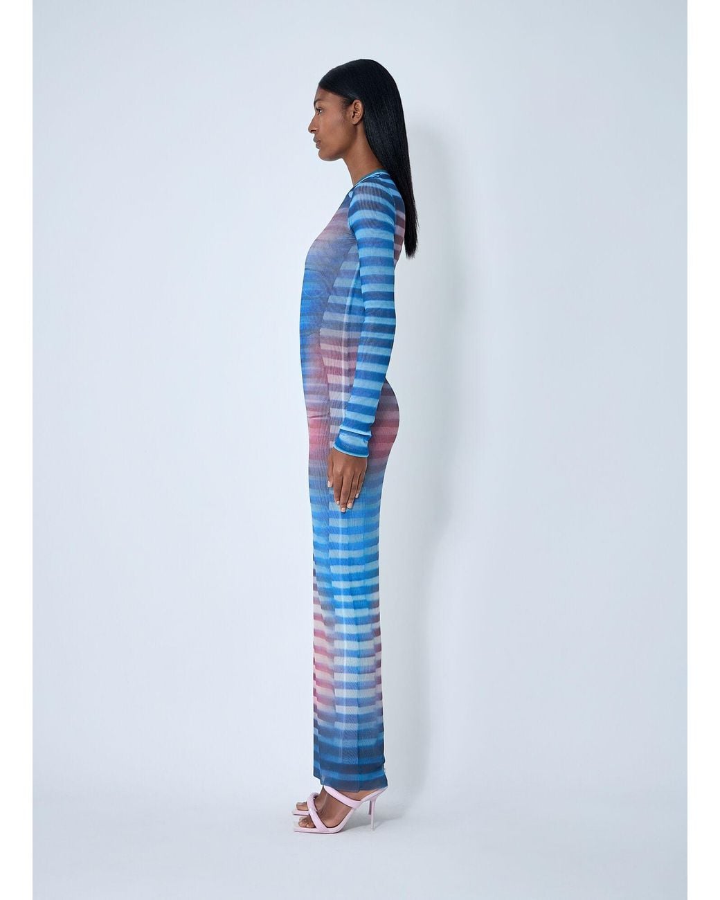 Jean Paul Gaultier Blue Air Mesh Maxi Dress