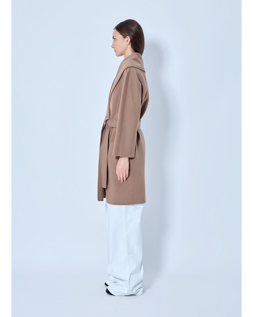 Max Mara White Belted Wrap Coat