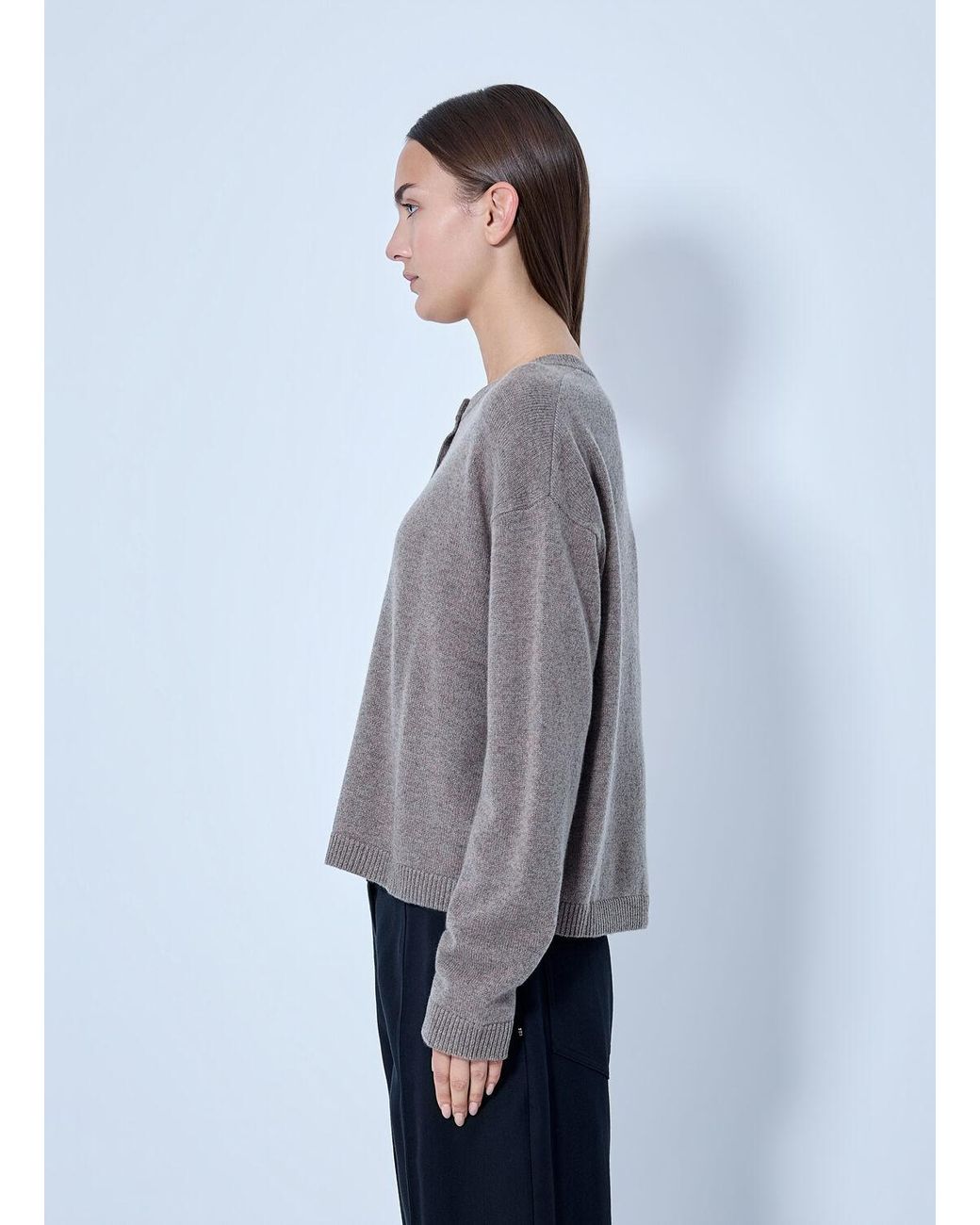Max Mara Gray Button Placket Knit Sweater