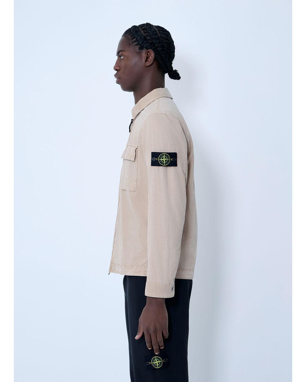 Stone Island Natural Logo Patch Overshirt for men
