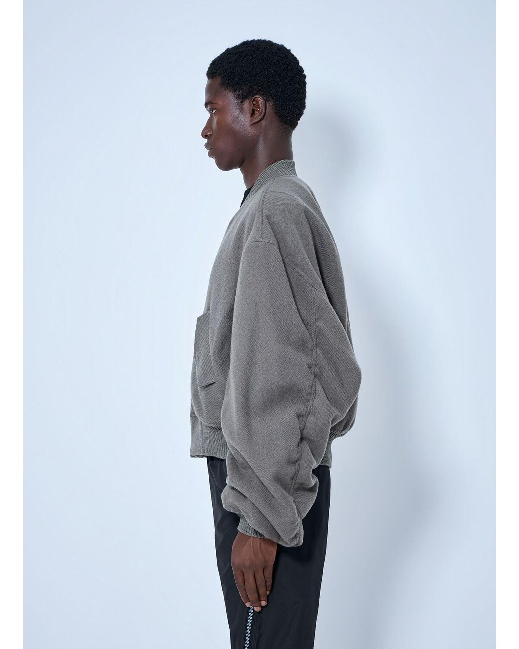 Rick Owens Gray Zip-Up Bomber Jacket for men