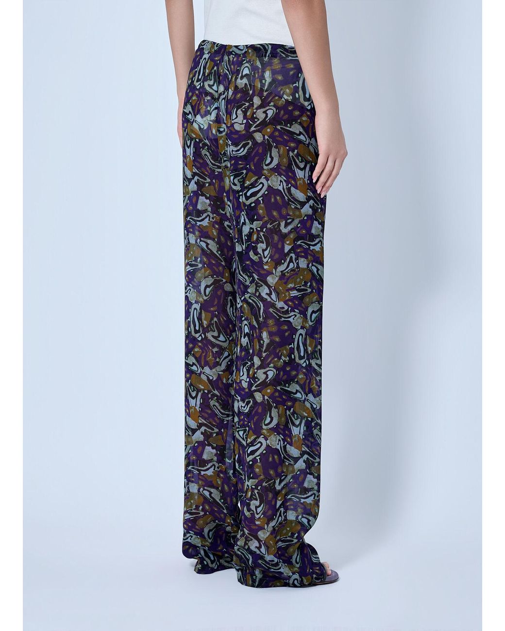 Dries Van Noten Blue Pachas Printed Silk Straight Pants