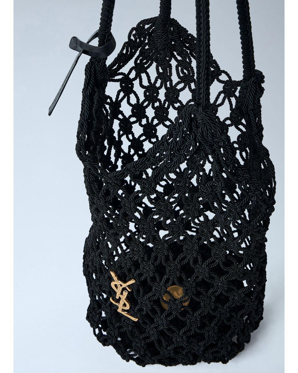 Saint Laurent Blue Large Cassandre Crochet Tote Bag