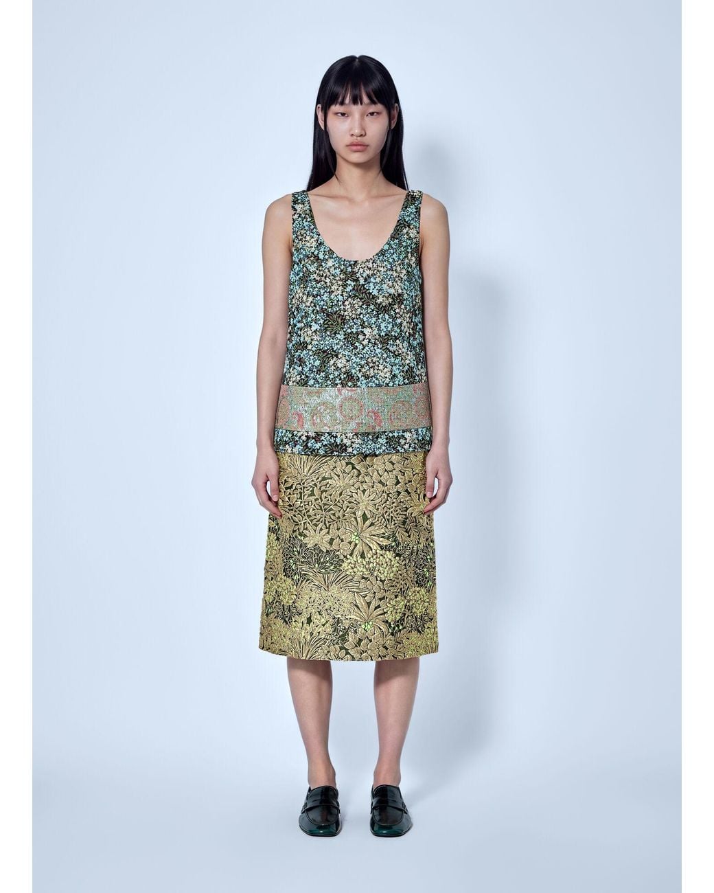 Dries Van Noten Blue Floral Patterned Sleeveless Top