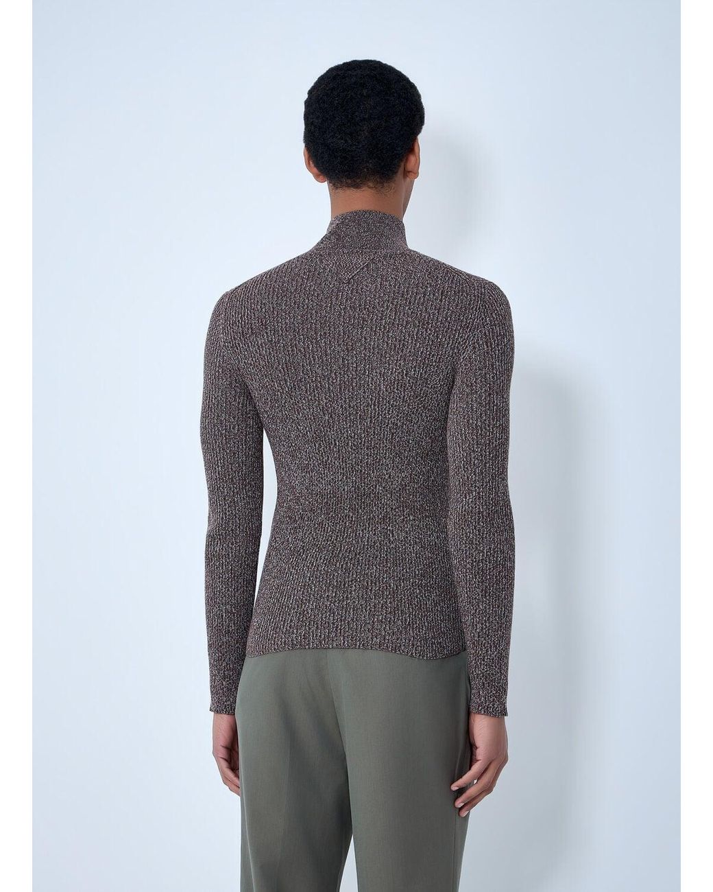 Prada Gray High Neck Zip Sweater for men