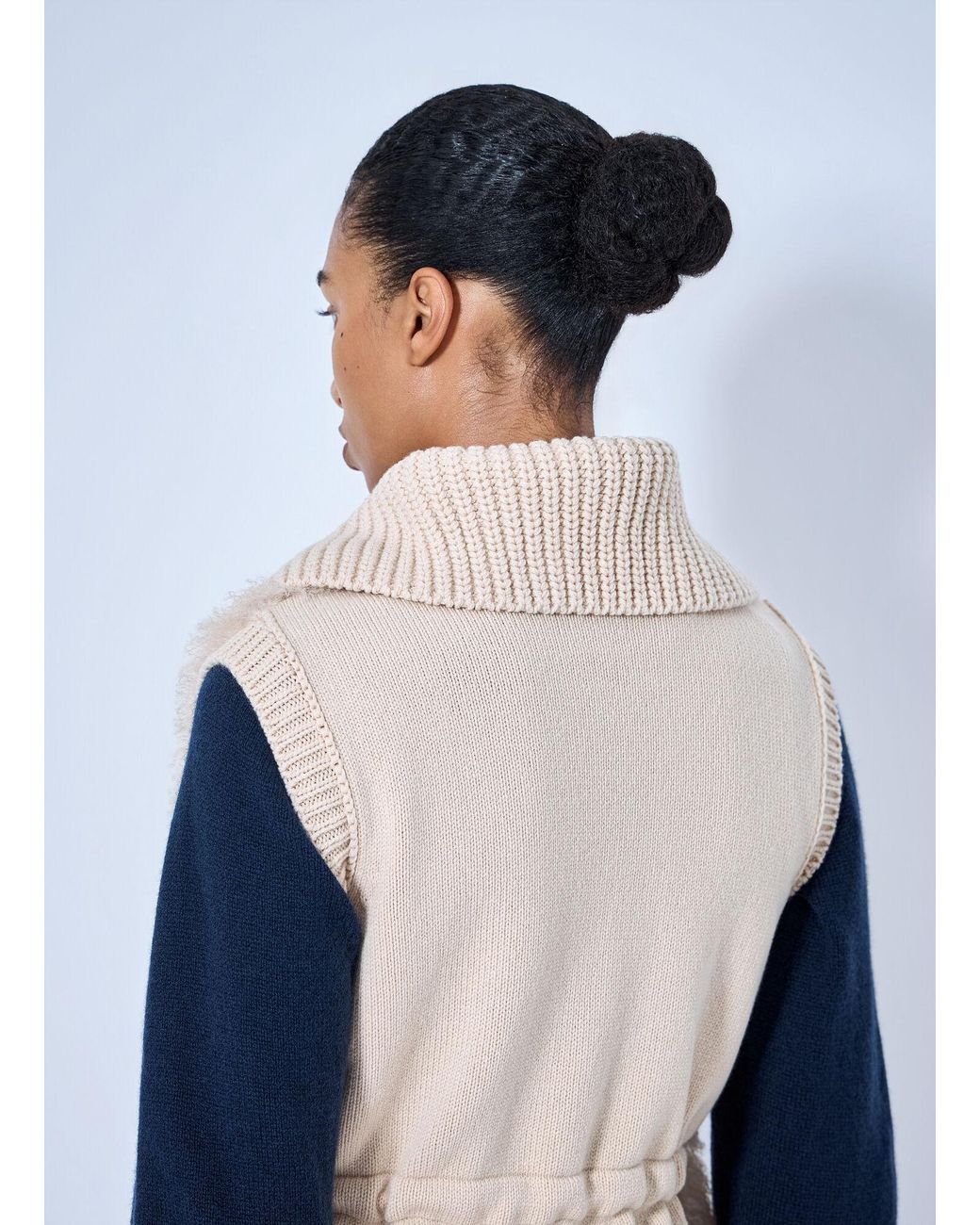 Moncler Blue Sherpa-Lined Knitted Vest