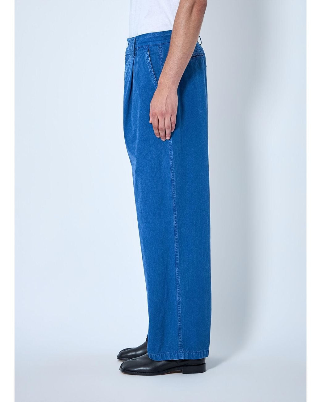 Marni Blue Pleated Wide-Leg Trousers for men
