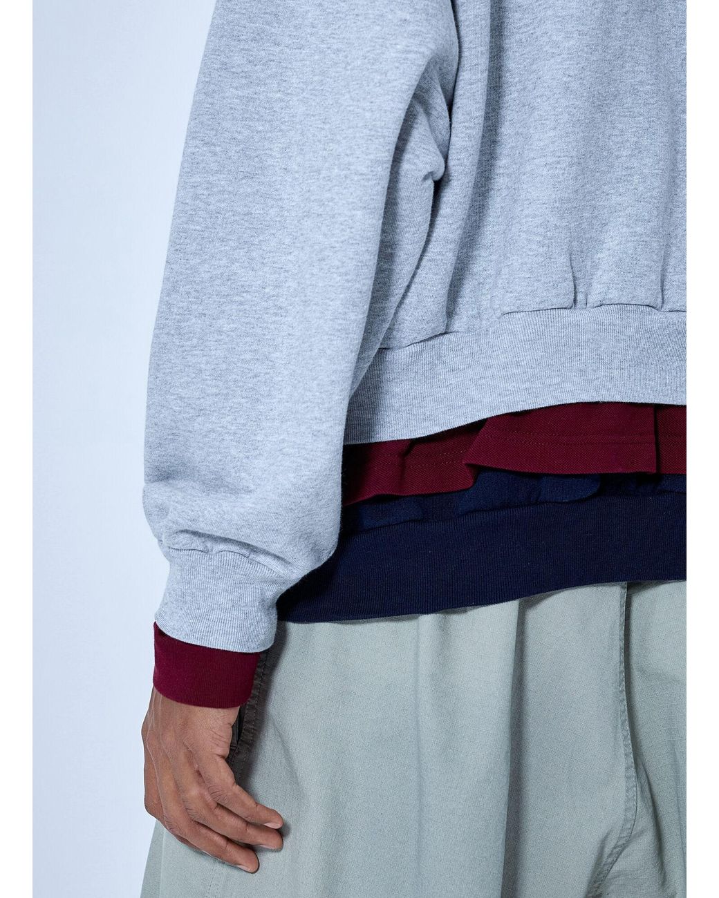 Balenciaga Blue Layered Hoodie With Embroidered Logo for men
