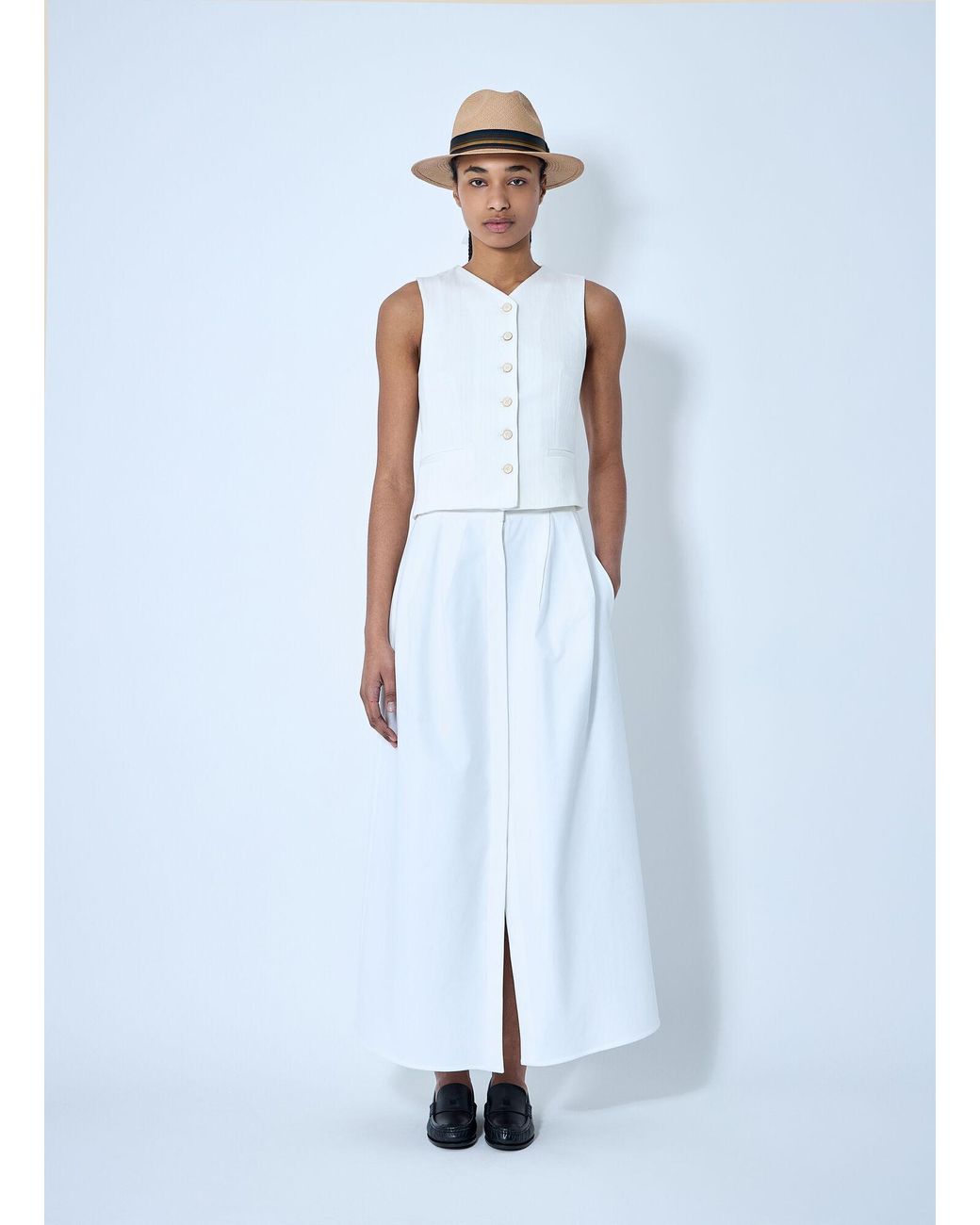 Max Mara Blue Pleated Midi Skirt