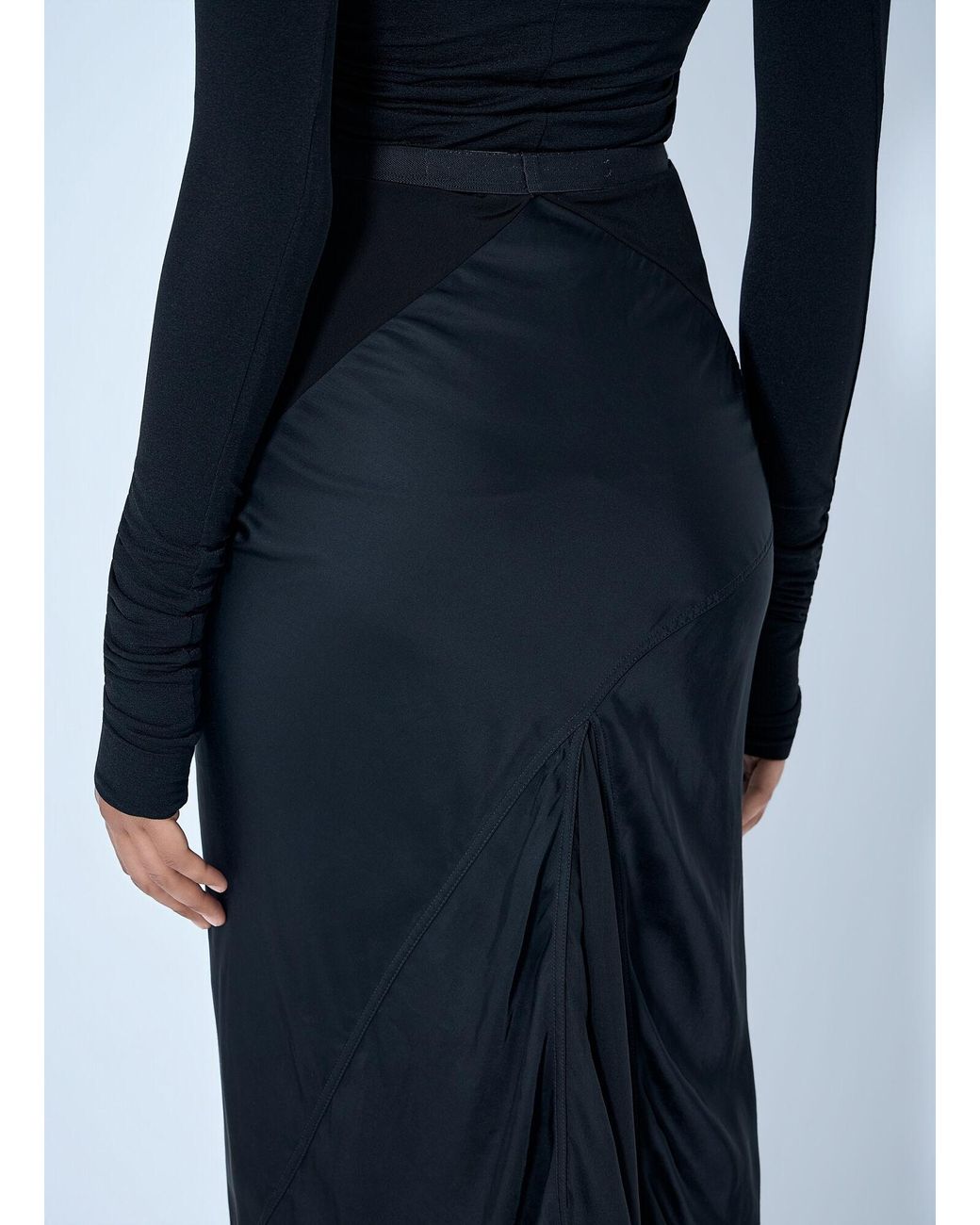 Rick Owens Blue Asymmetrical Midi Skirt