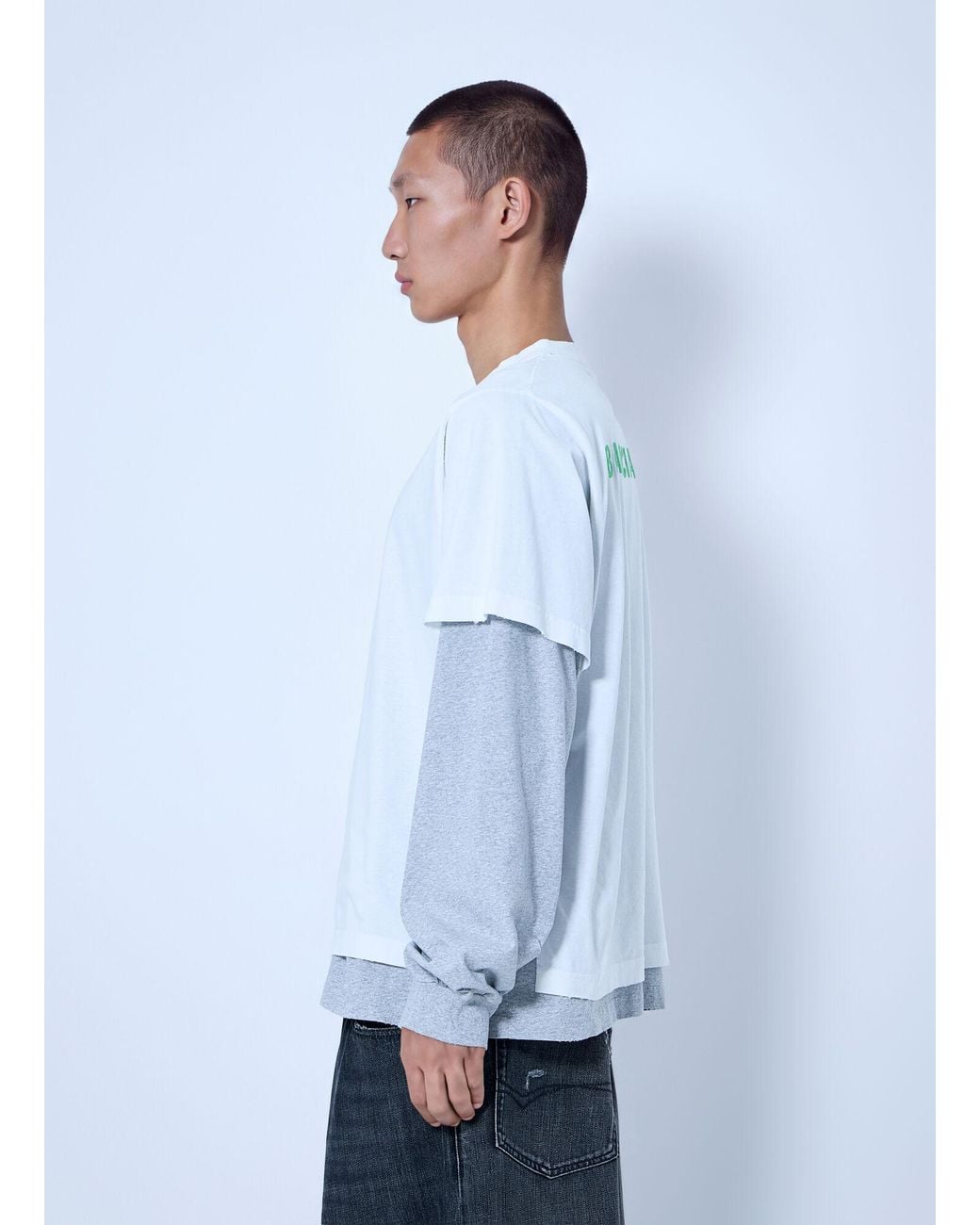Balenciaga Blue Hybrid Double T-Shirt for men