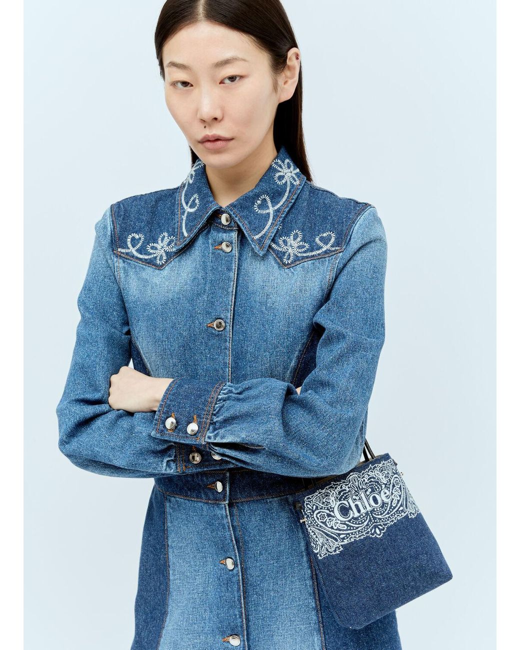 Chloé Sense Micro Tote Bag in Blue | Lyst