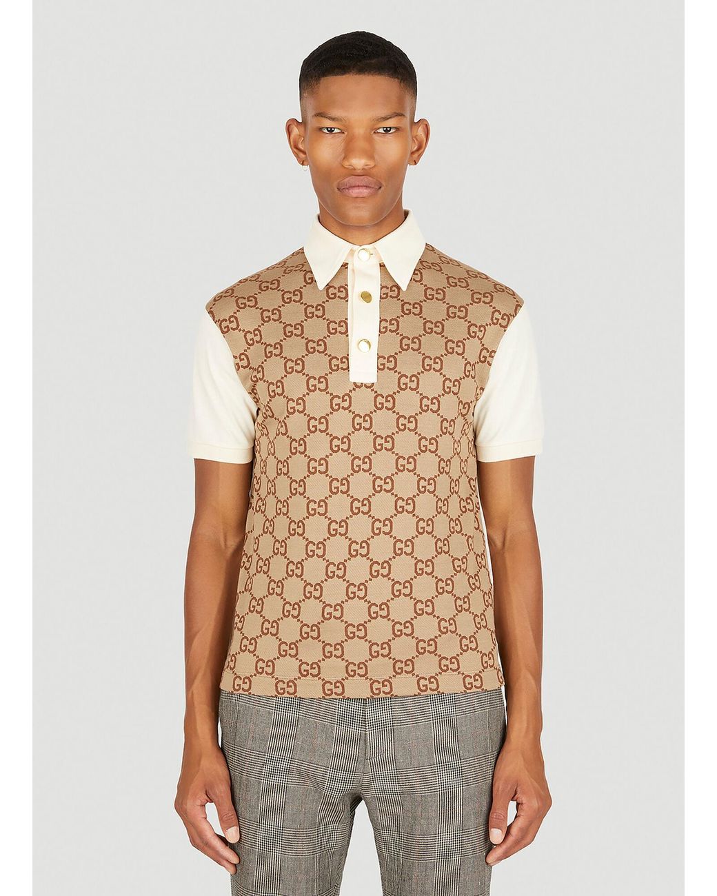 Gucci Jumbo GG Jacquard Polo Shirt in Natural for Men | Lyst