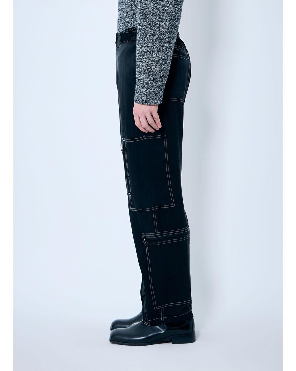 Nomarythm Textile Blue Satin Flight Pants for men