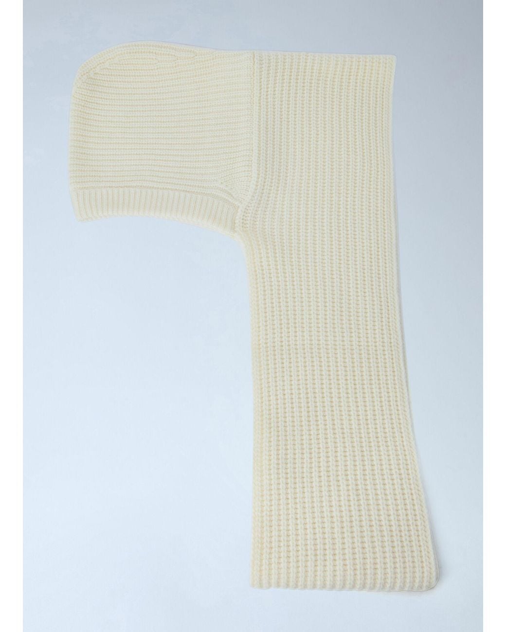 Moncler White Ribbed Knit Balaclava