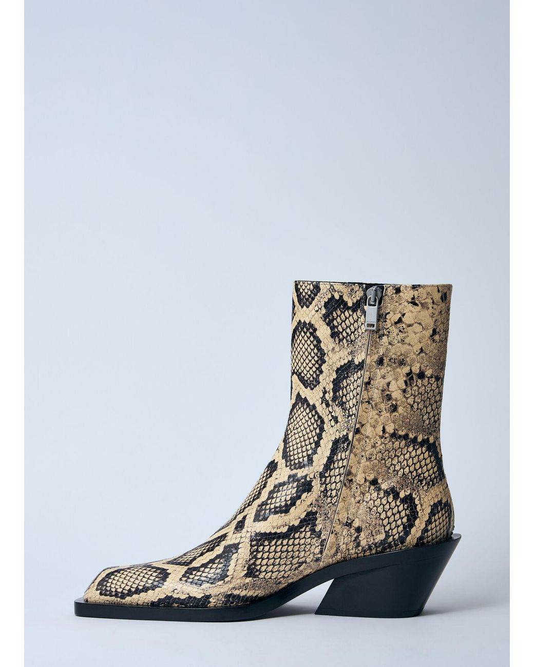 Jil Sander White Snakeskin Embossed Leather Boots
