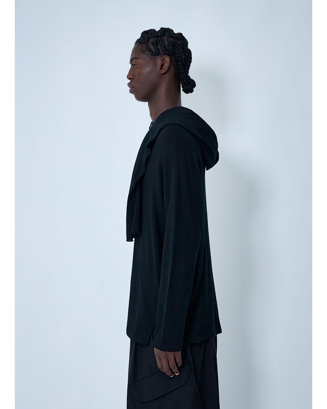 Yohji Yamamoto Blue Hooded Sweater for men