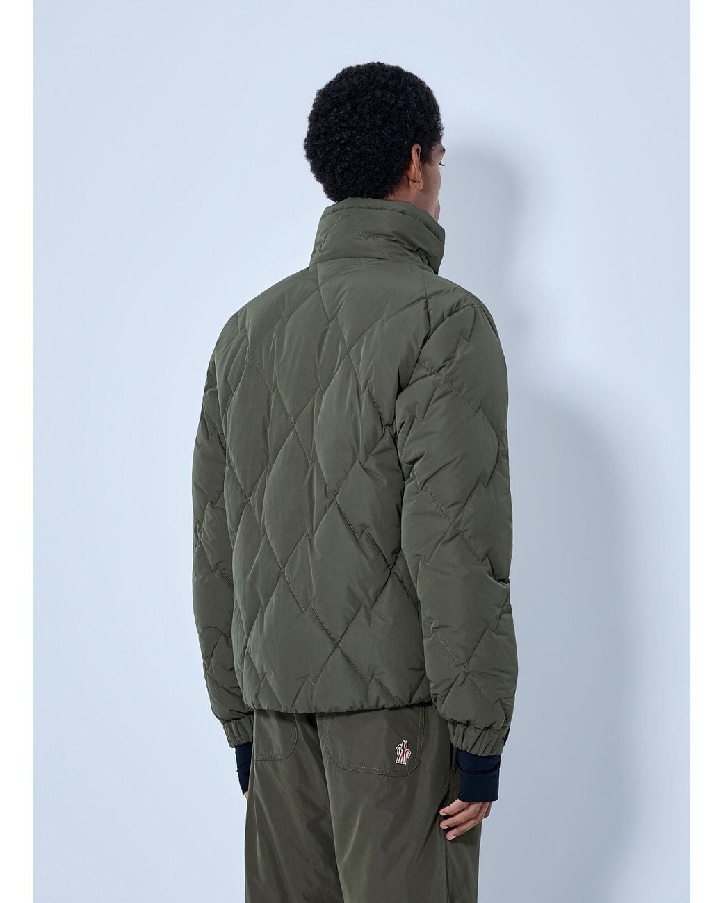Moncler Green Bramans Diamond Quilted Short Down Jacket for men