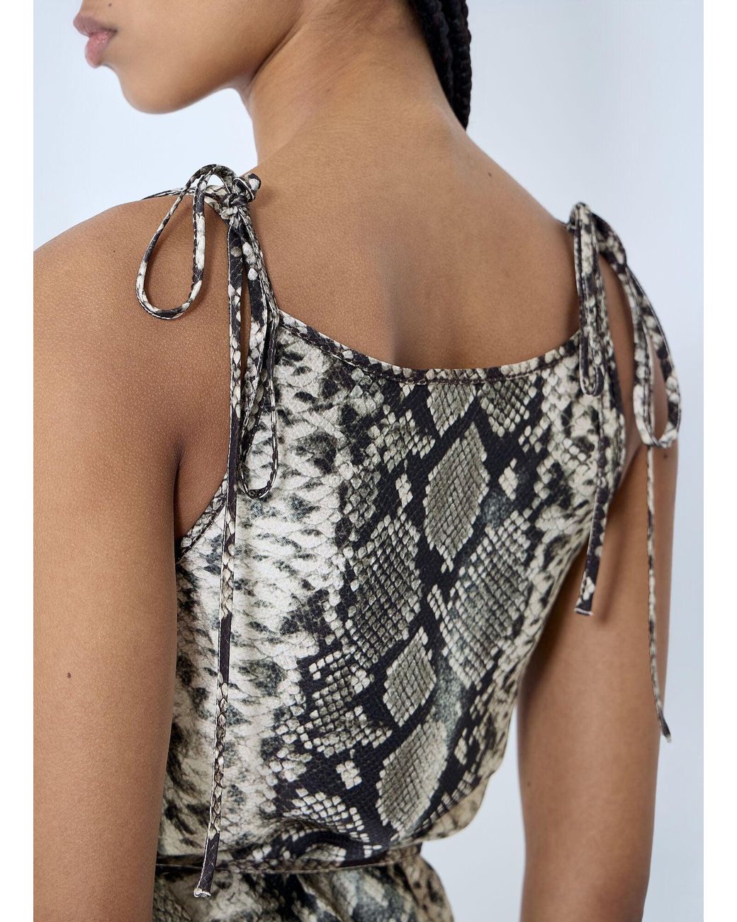 Acne White Satin Python Print Midi Dress