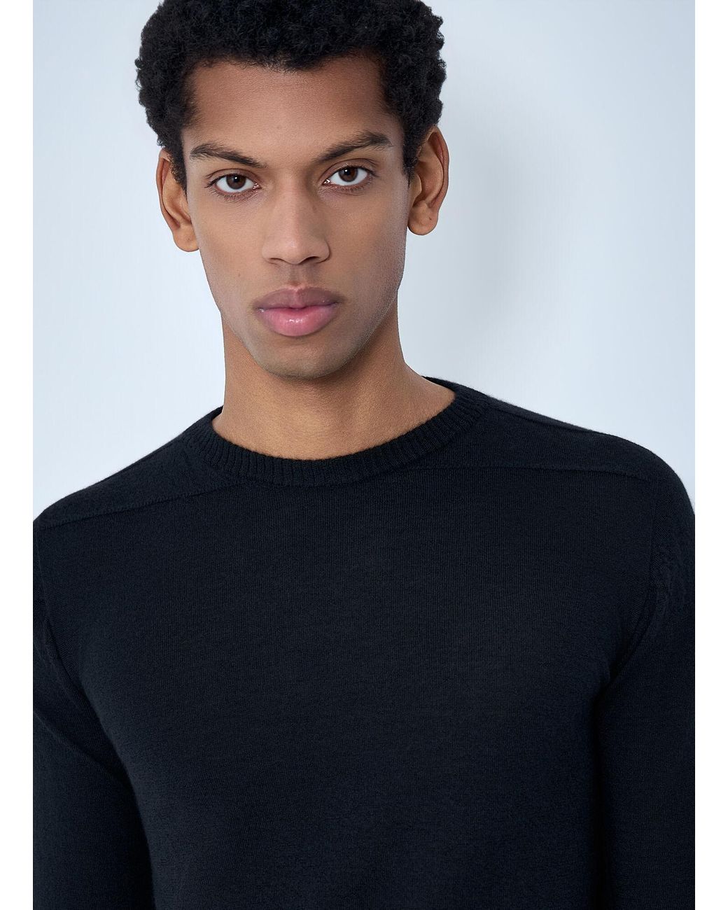 Rick Owens Blue Fine Knit Wool Sweater for men