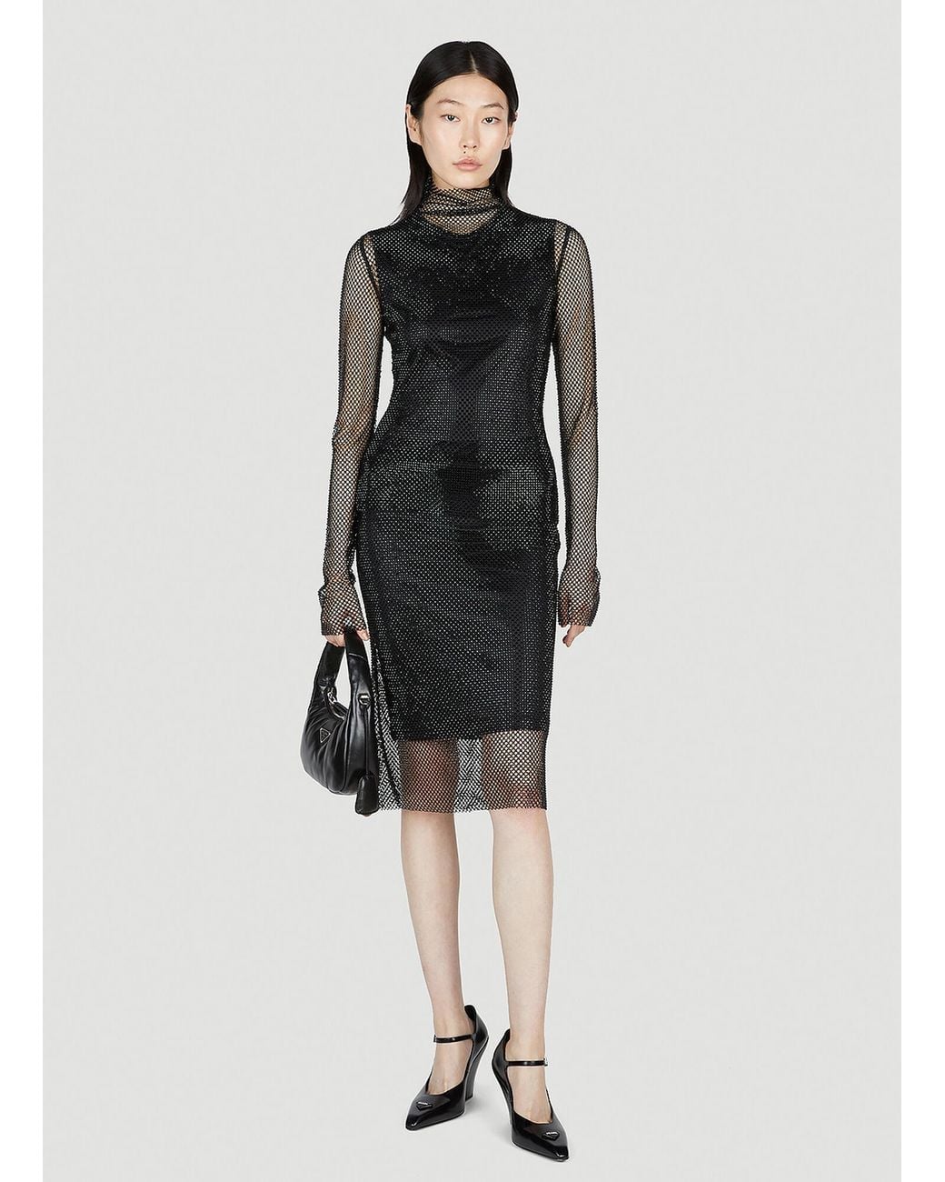 Sportmax Black Noemi Rhinestone Mesh Top