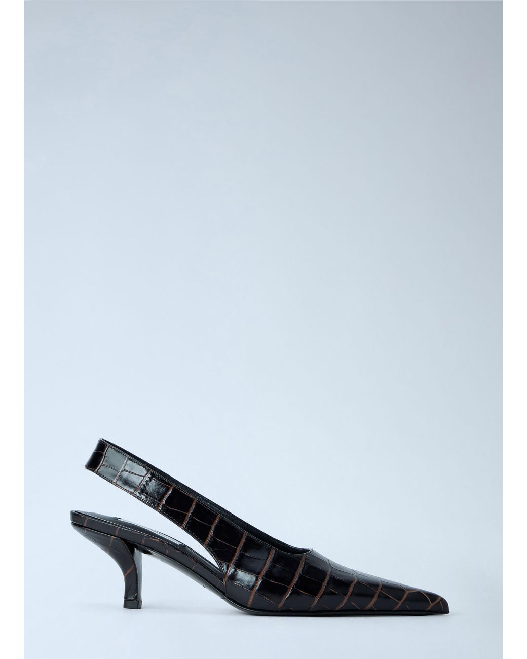 Totême Black Classic Croco-Embossed Slingbacks