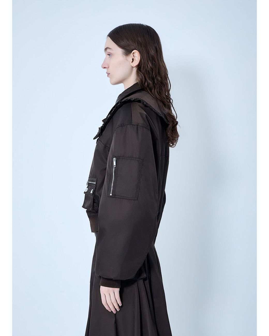 Ganni Black Duchesse Nylon Bomber Jacket