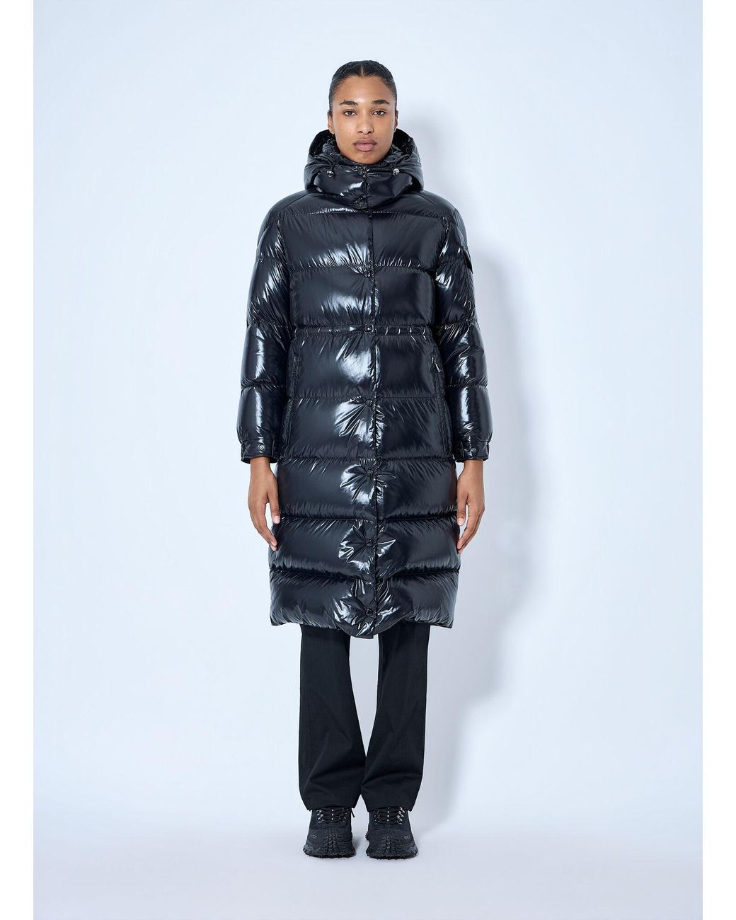 Moncler Blue Cavettaz Hooded Long Down Jacket