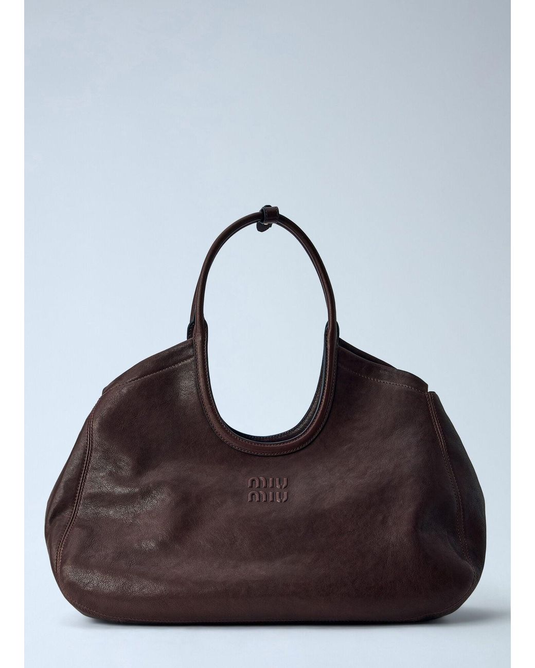 Miu Miu Brown Ivy Nappa Leather Shopping Bag