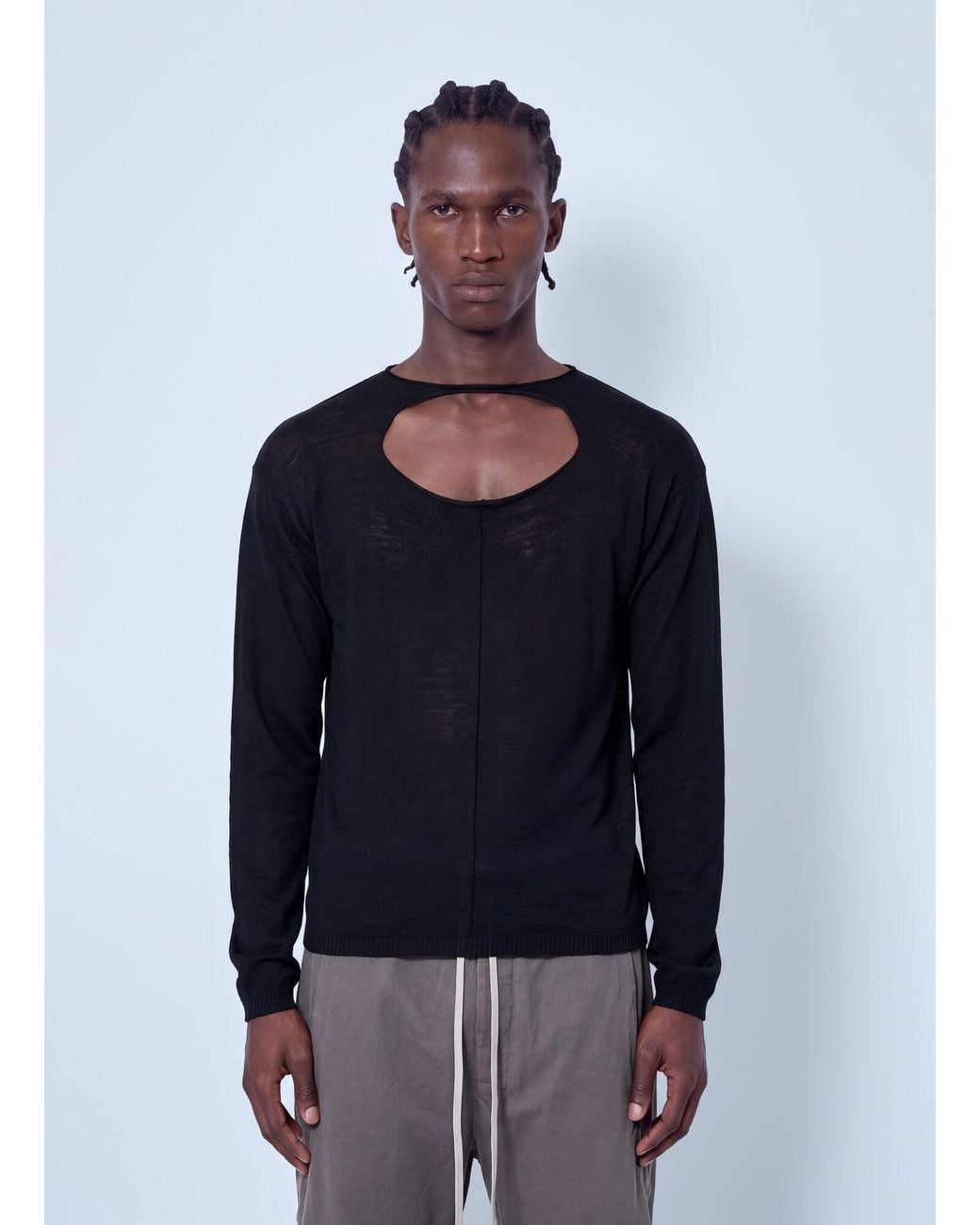 Rick Owens Blue Cut-Out Detail Sweater for men