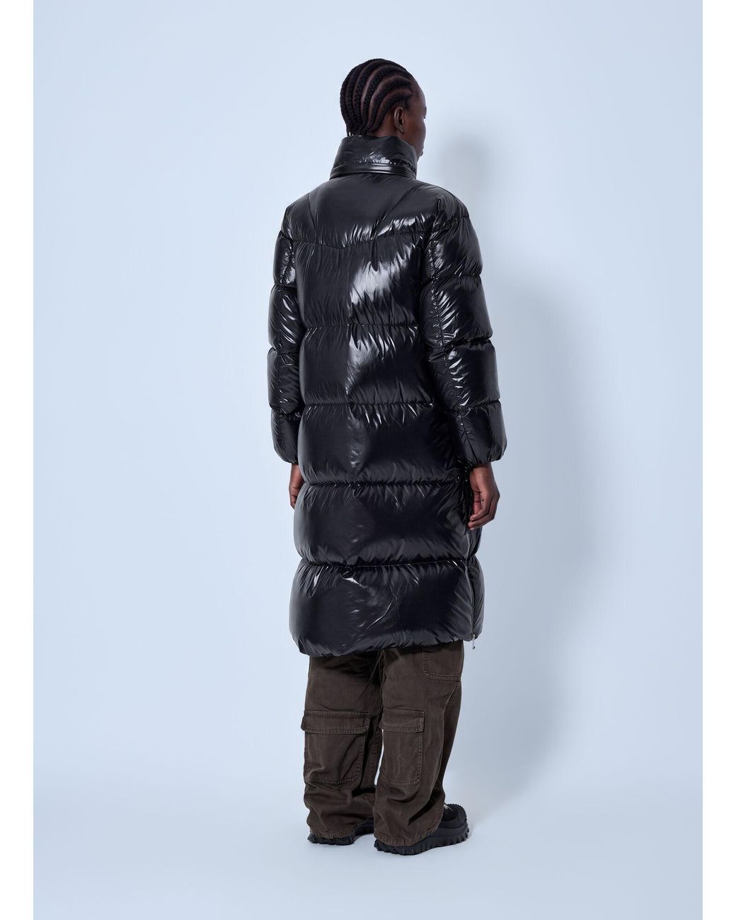 Moncler Blue Harfang Hooded Long Down Coat