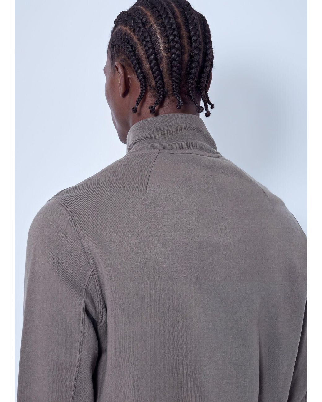 Rick Owens Blue High Neck Zip-Up Jacket for men