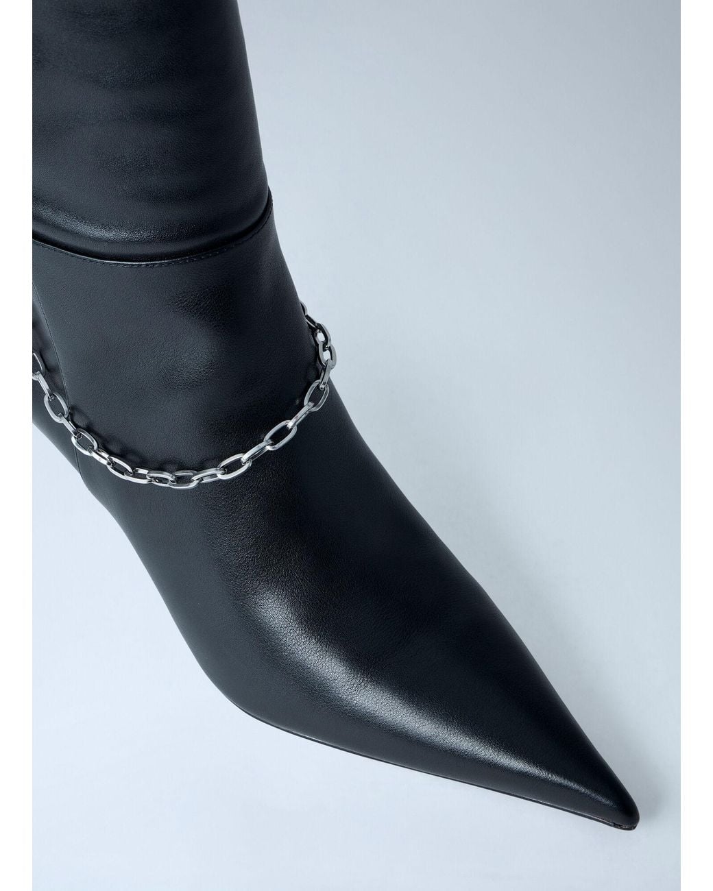 Alexander Wang Blue Chain Detail Knee-High Leather Boots