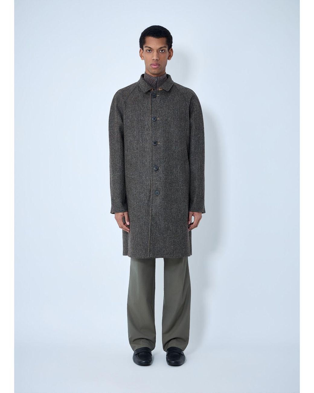 Prada Blue Reversible Buttoned Coat for men