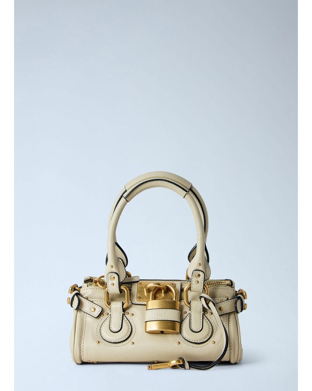 Chloé Blue Small Paddington Grained Leather Shoulder Bag