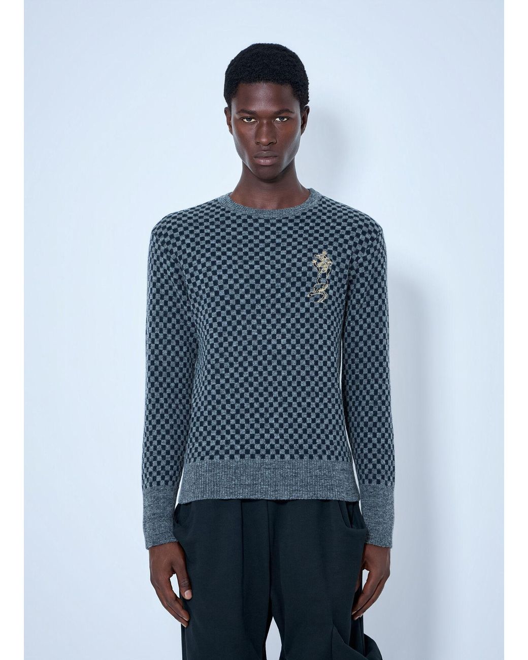 Vivienne Westwood Blue Checkmate Jumper for men