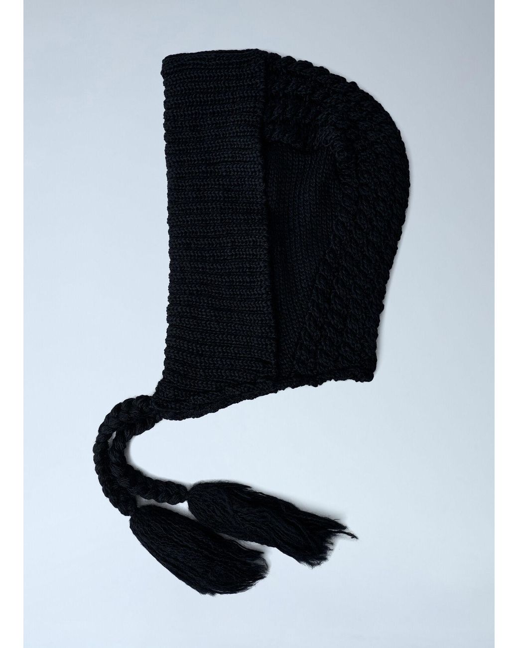 Yohji Yamamoto Black Aran Hooded Hat