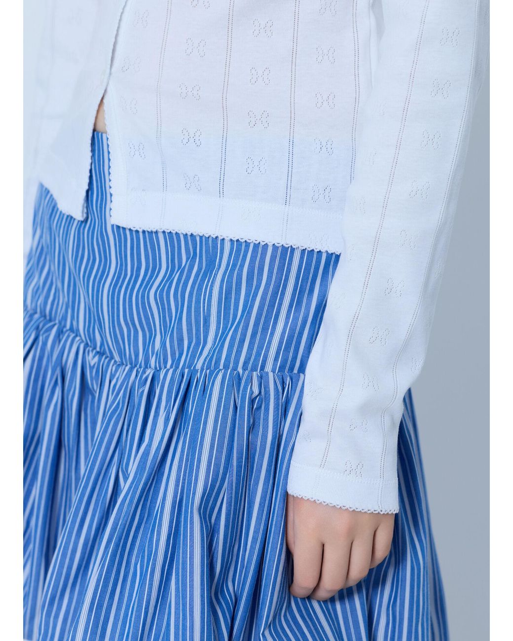 Ganni White Compact Pointelle Rib Jersey Top